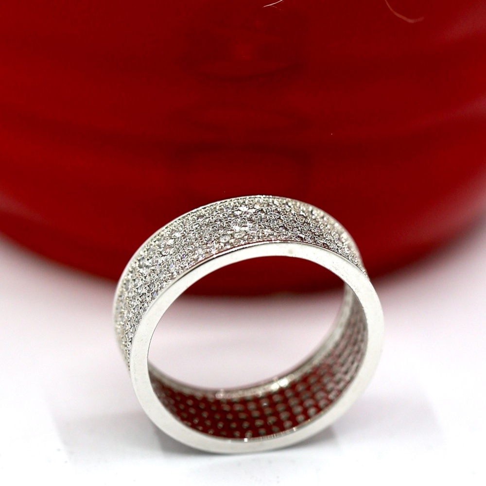 18k Gold Dipped White Topaz Pave Band - image 7